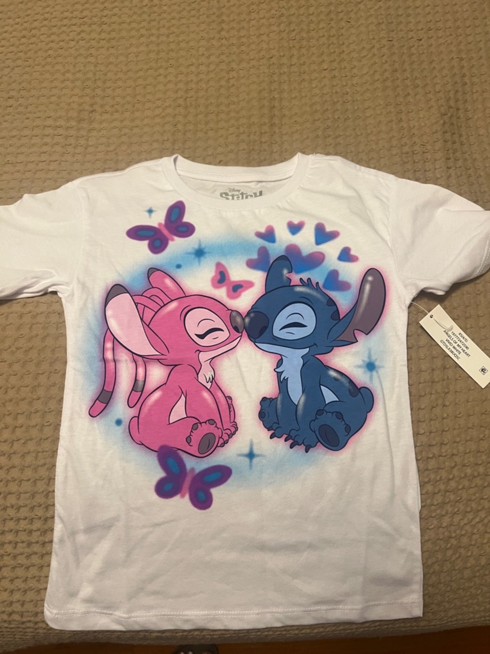 Disney White Tee with Pink & Blue Stitch Characters